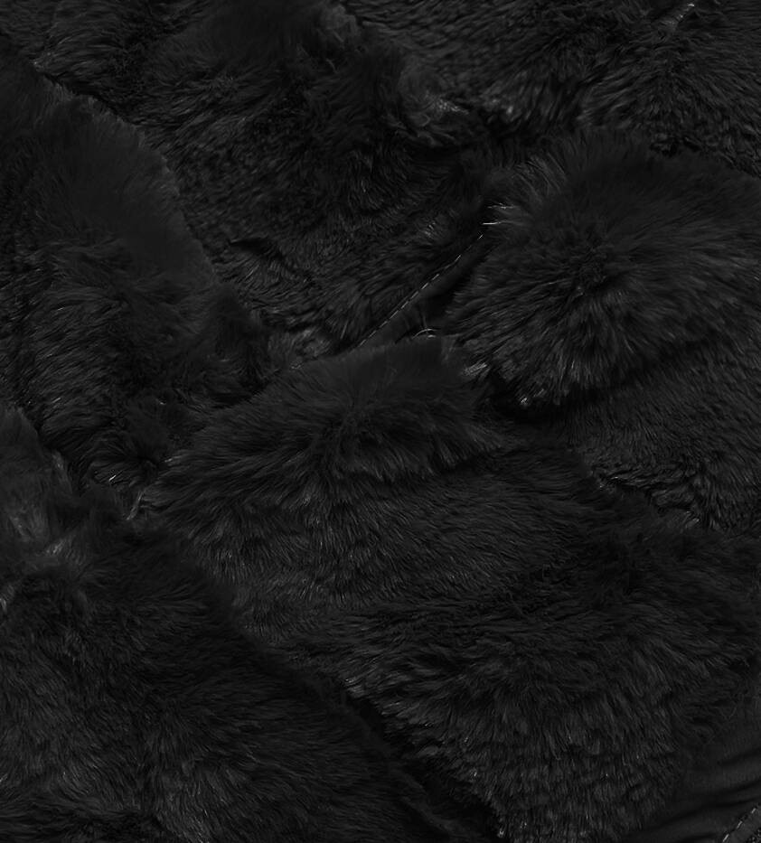 Krátká černá oboustranná dámská zimní bunda (2M-21507) odcienie czerni XXL (44)