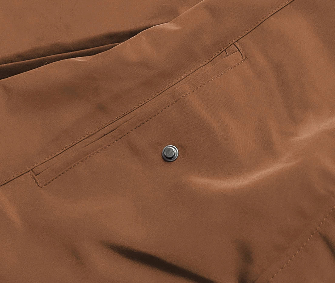 Karamelová tmavomodrá obojstranná dámska zimná bunda (2M-21508) odstíny hnědé S (36)