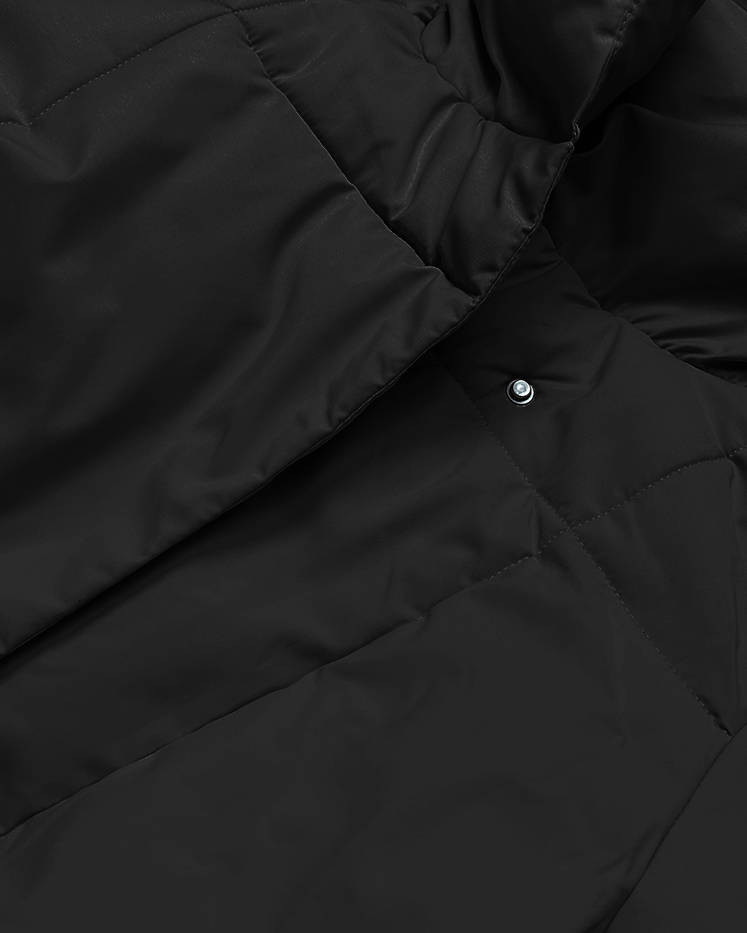 Černý dámský zimní kabát s páskem (2M-061) odcienie czerni L (40)