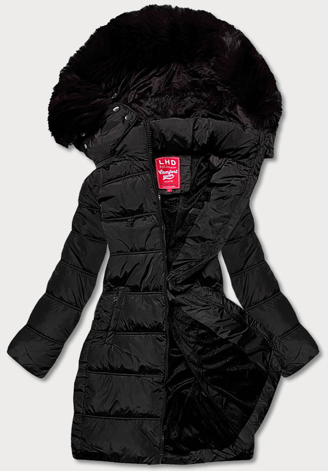 Černá péřová dámská zimní bunda (2M-051) odcienie czerni S (36)