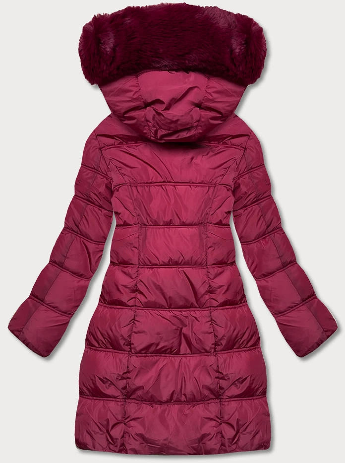 Dámska zimná páperová bunda v bordovej farbe (2M-051) odstíny červené S (36)