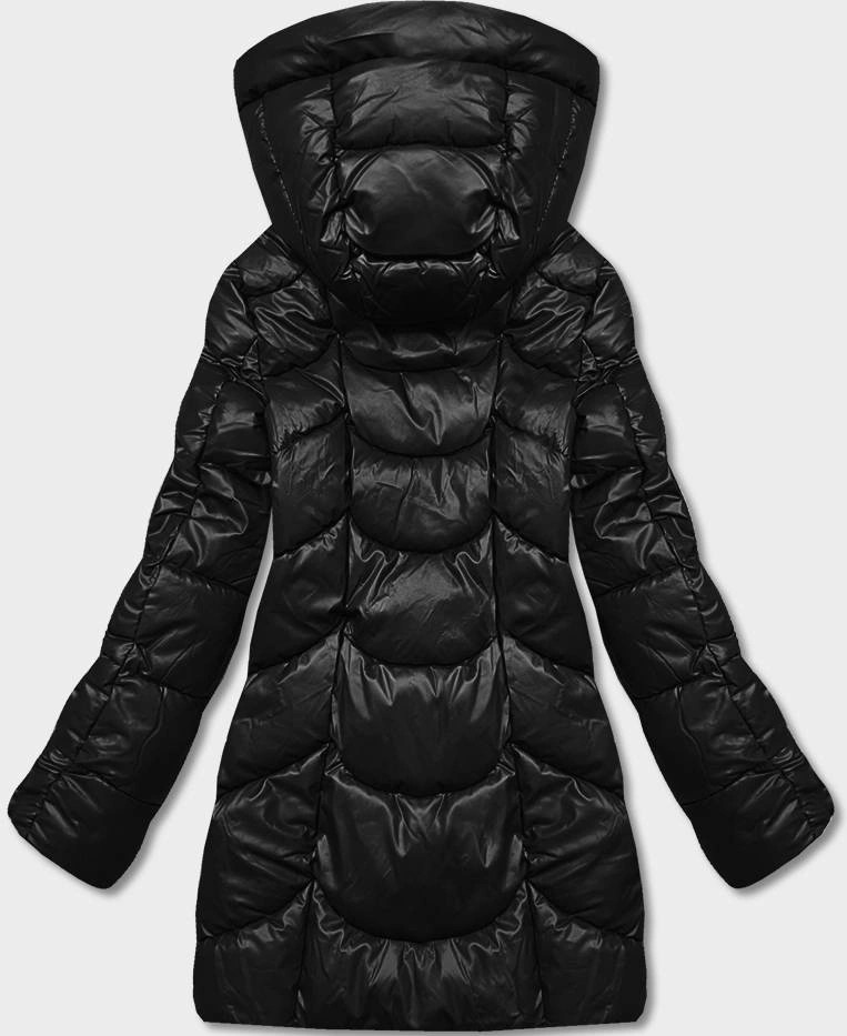 Čierna dámska voľná zimná bunda z ekokože (AG2-J90) odstíny černé 46