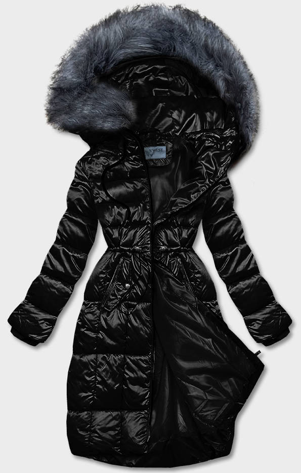 Černá metalická dámská zimní bunda (B8073-1) odcienie czerni XXL (44)