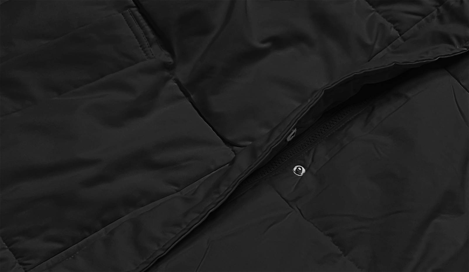 Dlouhá černá dámská zimní bunda (AG3-3031) odcienie czerni L (40)