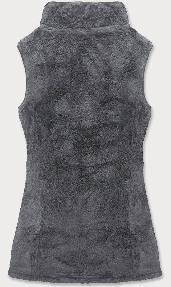 Tmavě šedá dámská plyšová vesta (HH005-1) odcienie czerni L (40)