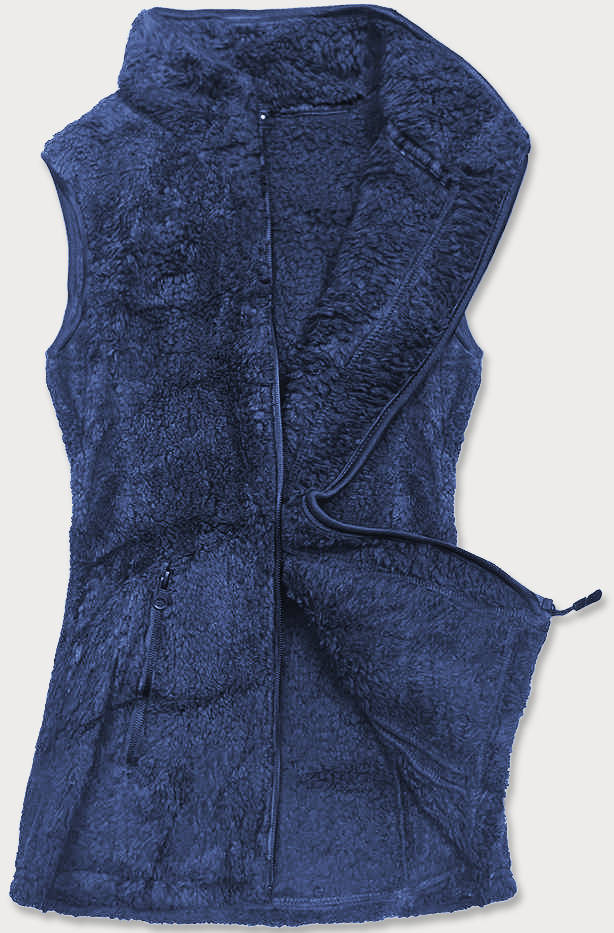 Tmavě modrá dámská plyšová vesta (HH005-50) Barva: odcienie niebieskiego, Velikost: M (38)