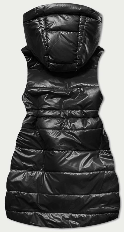 Lesklá černá vesta s kapucí (B8130-1) odcienie czerni XXL (44)