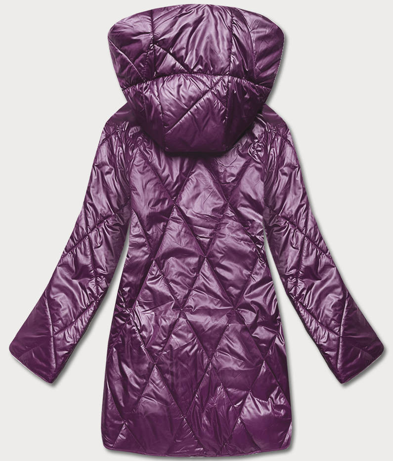 Tmavě fialová dámská bunda s ozdobnou kapucí (B8126-71) odcienie fioletu 50