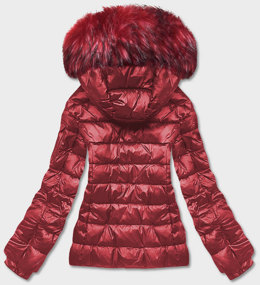 Krátká červená dámská zimní bunda (YP-20129-8) odcienie czerwieni L (40)