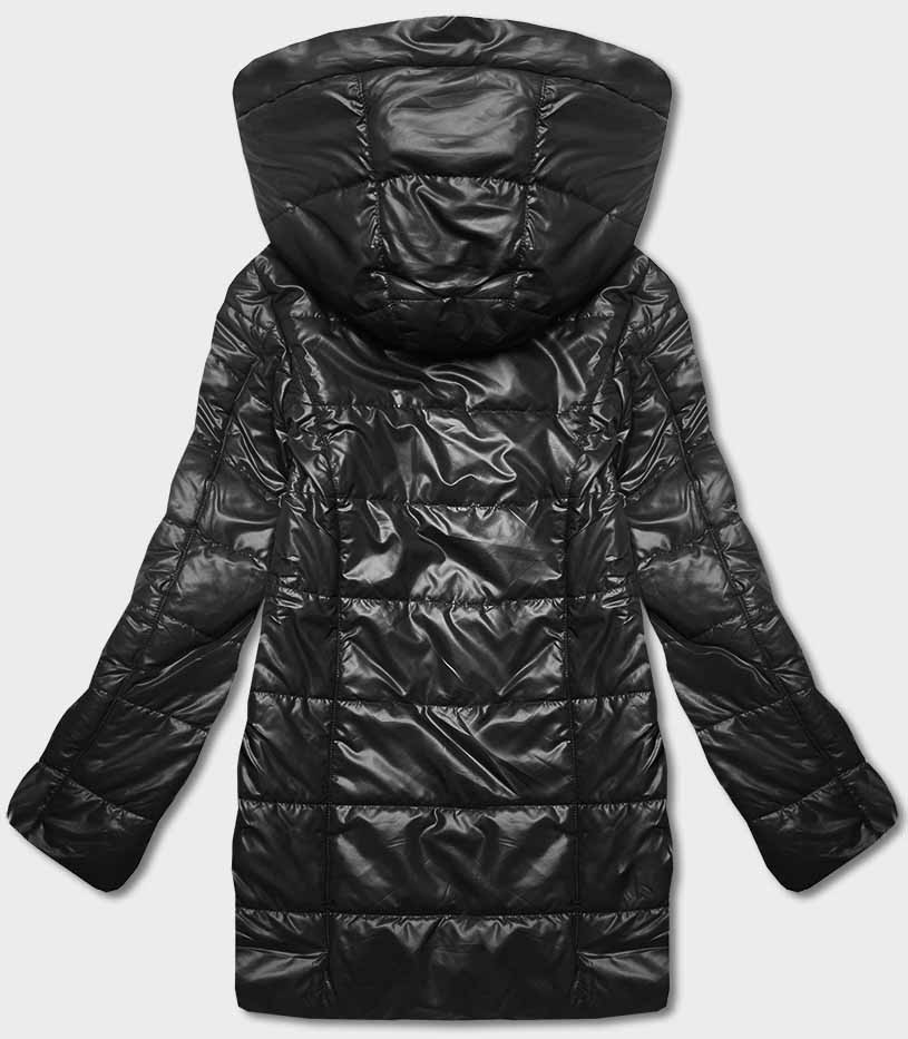 Černá dámská bunda s asymetrickým zipem (B8087-101) Barva: odcienie czerni, Velikost: 46
