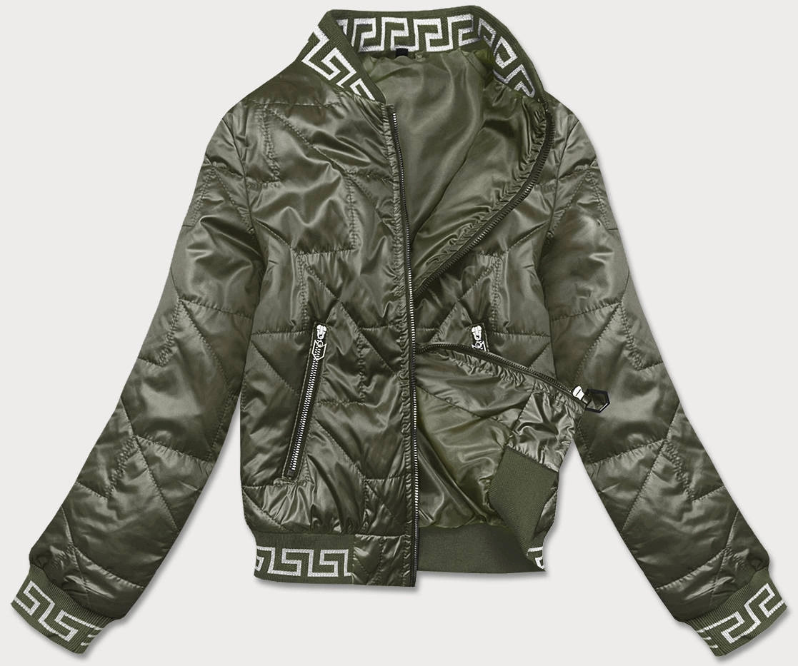 Dámský bomber v khaki barvě (B8123-11) odstíny zelené S (36)