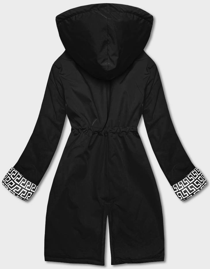 Černá dámská bunda parka s kapucí (B8042-1026) odcienie czerni 52