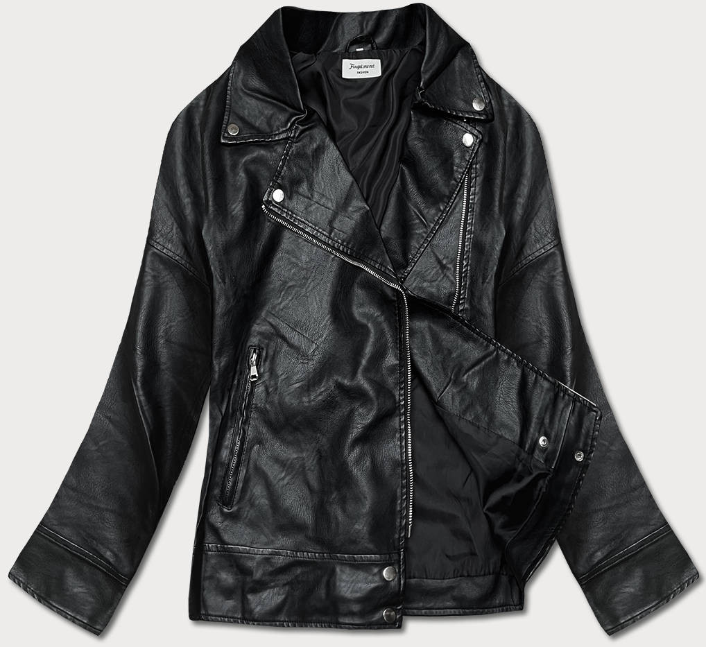 Černá bunda ramoneska s límcem (HM25) odcienie czerni XL (42)