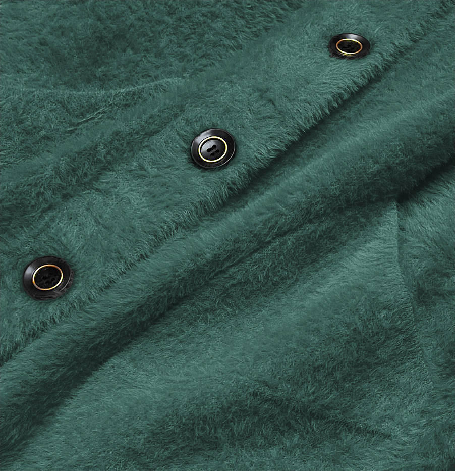 Krátký tmavě zelený přehoz přes oblečení typu alpaka na knoflíky (537) odcienie zieleni ONE SIZE