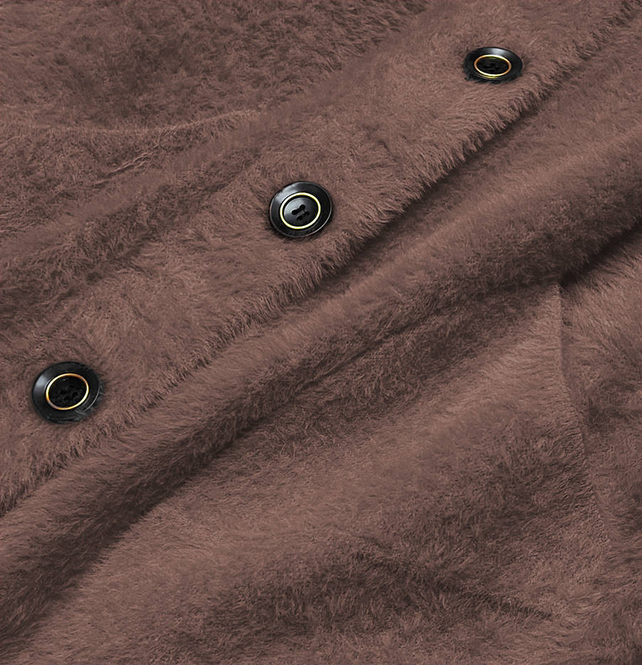 Krátký přehoz přes oblečení v čokoládové barvě typu alpaka na knoflíky (537) odcienie brązu ONE SIZE