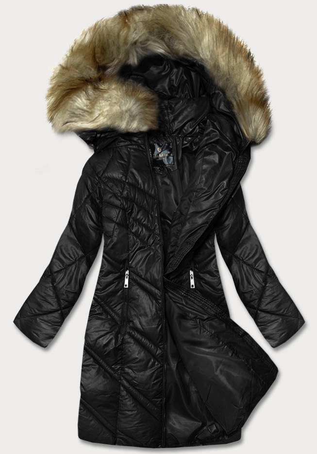 Dámska čierna prešívaná bunda (H-97-2) odstíny černé XL (42)