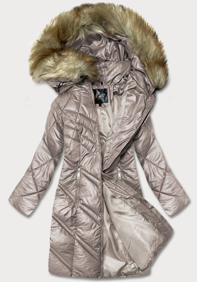 Dámska prešívaná bunda v ťavej farbe (H-97-2) odstíny béžové S (36)