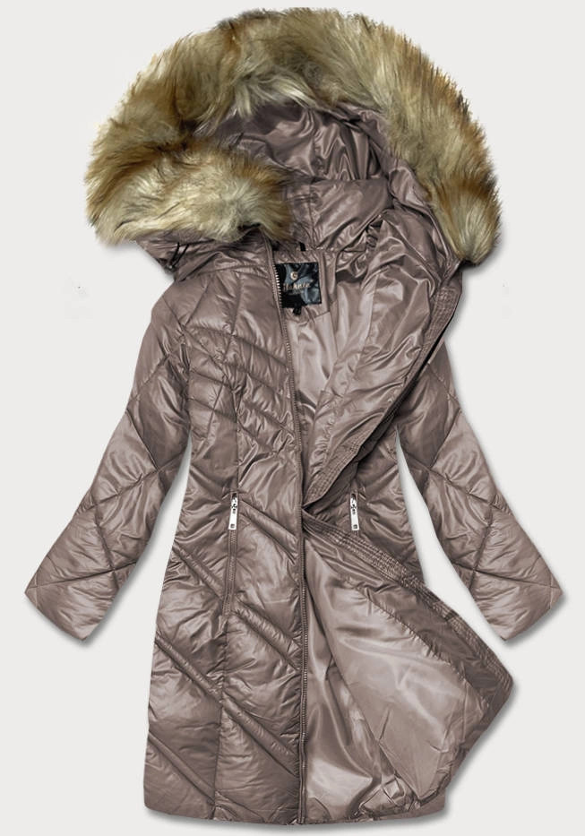 Dámska prešívaná bunda vo farbe cappuccino (H-97-2) odstíny béžové S (36)