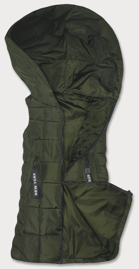 Dámská prošívaná vesta v khaki barvě (B8135-11) odcienie zieleni S (36)