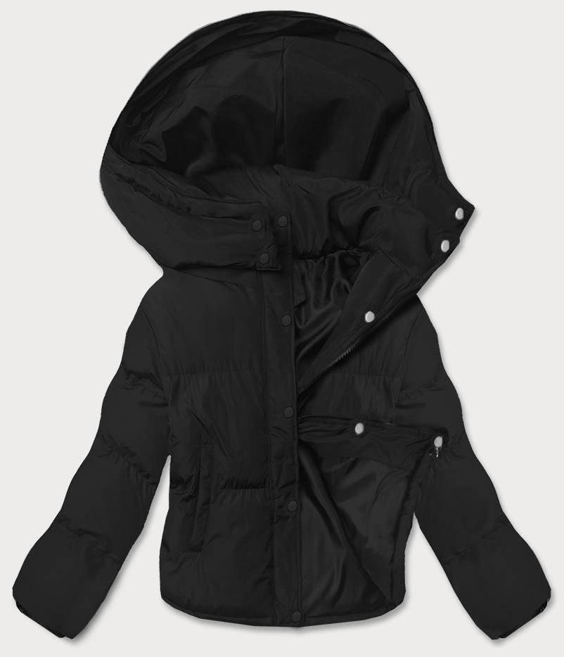 Čierna prechodná krátka bunda s kapucňou (5M3117-392) odstíny černé L (40)