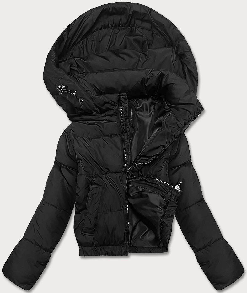 Čierna prechodná krátka bunda s kapucňou (16M9080-392) odstíny černé XL (42)