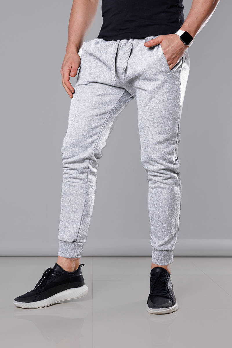 Světle šedé pánské teplákové kalhoty (68XW01-2) odcienie szarości L