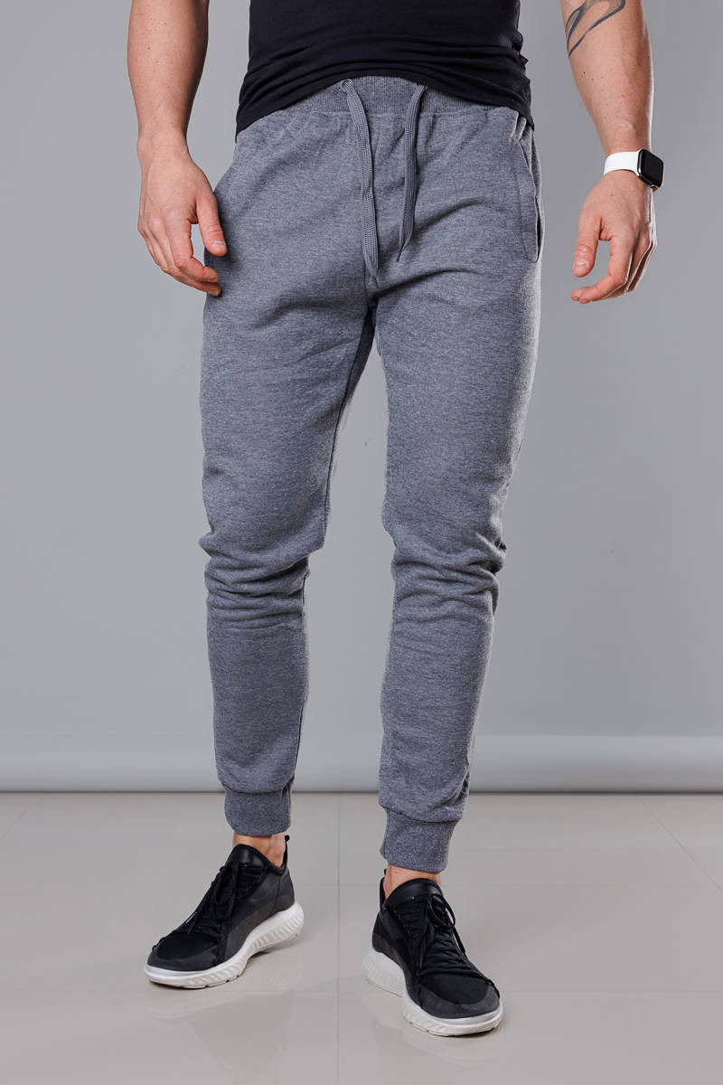 Tmavě šedé pánské teplákové kalhoty (68XW01-5) Barva: odcienie szarości, Velikost: L