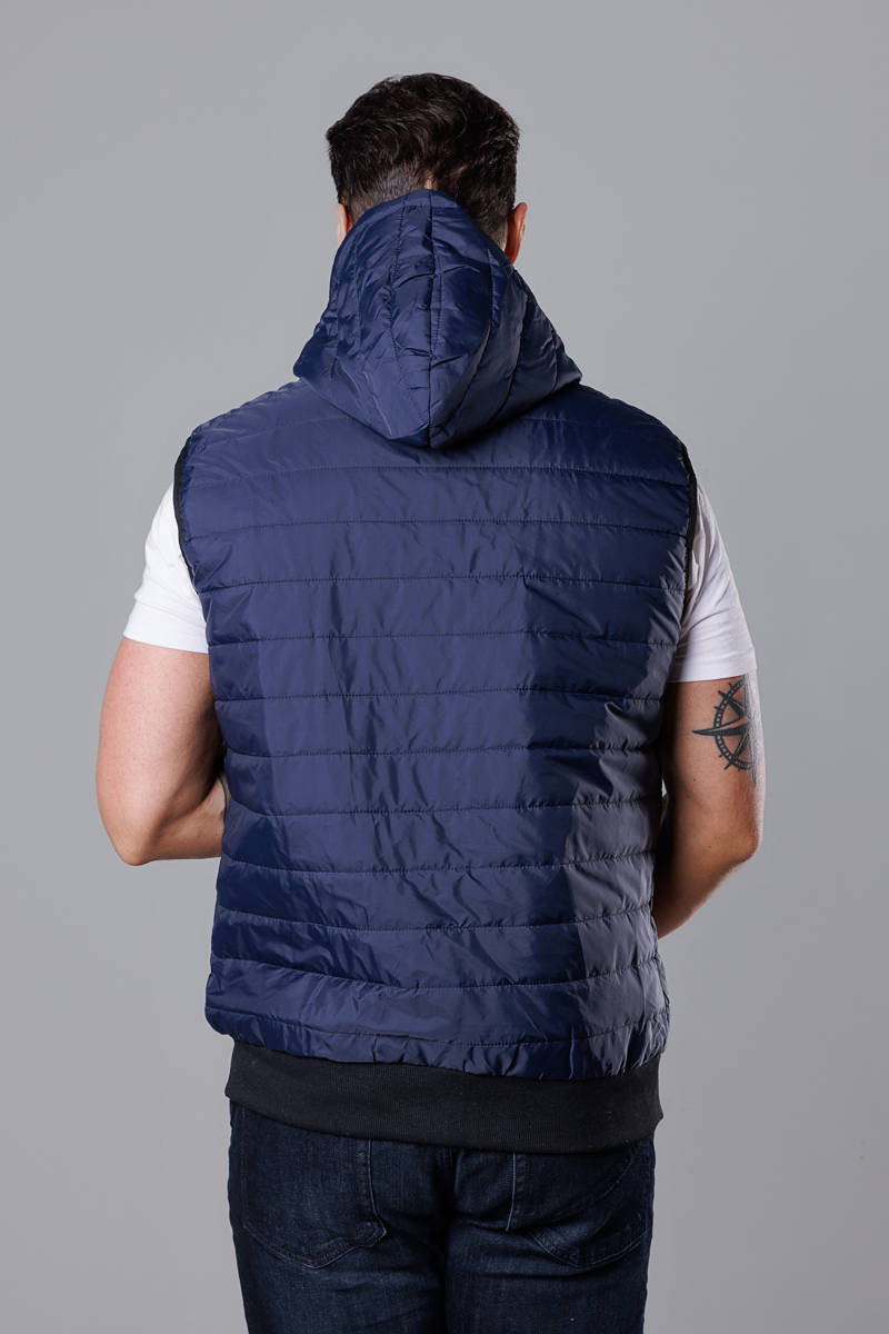 Tmavě modrá pánská vesta s kapucí (8MY88-2) granatowy XXL