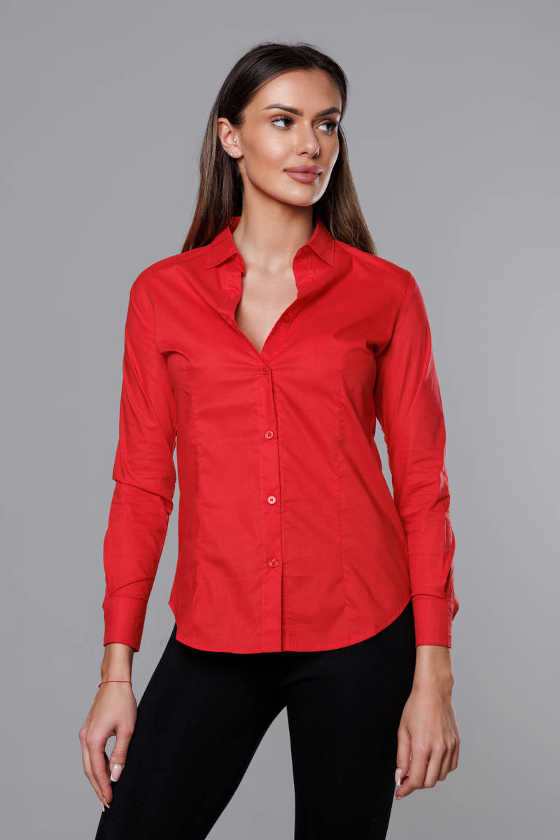 Klasická červená dámská košile (HH039-5) Barva: odcienie czerwieni, Velikost: M (38)