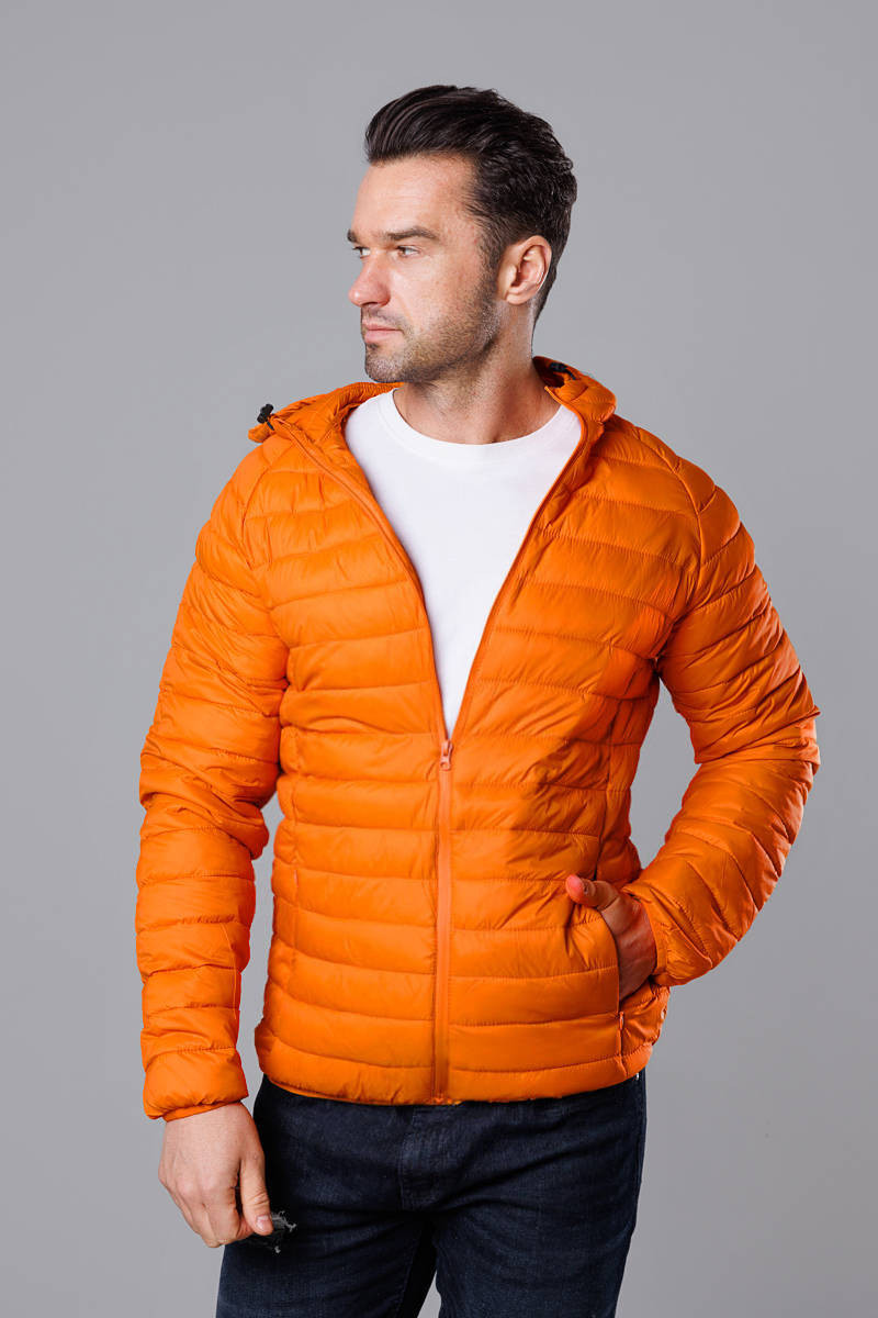 Oranžová pánská prošívaná bunda s kapucí (HM112-22) odcienie pomarańczowego XL