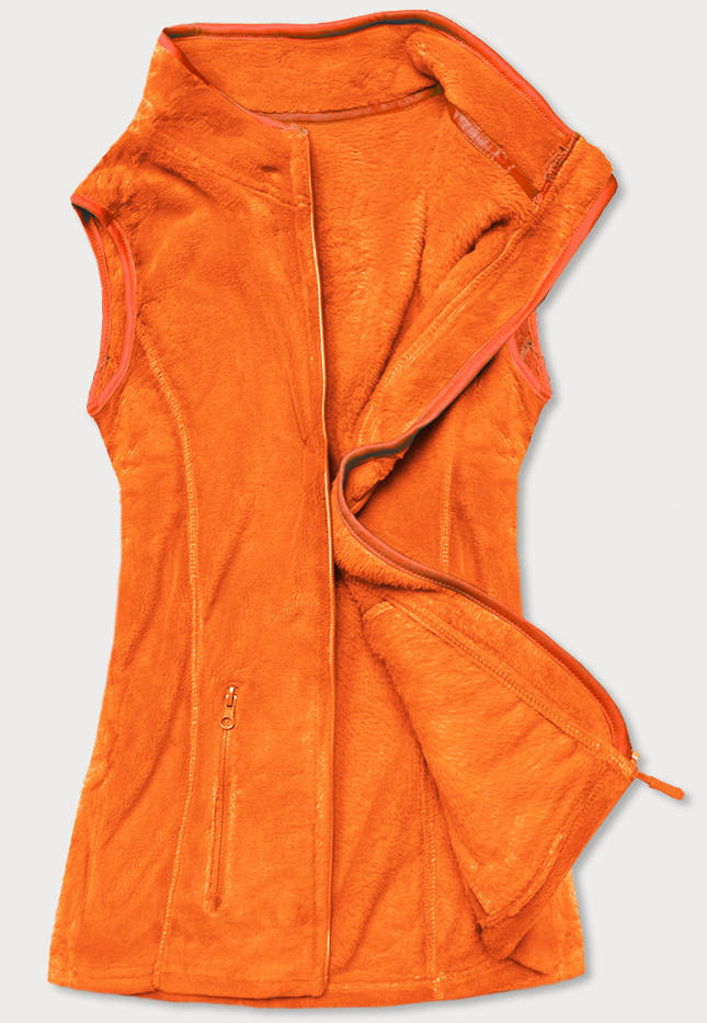 Dámská plyšová vesta v neonově oranžové barvě (HH003-34) Barva: odcienie pomarańczowego, Velikost: M (38)