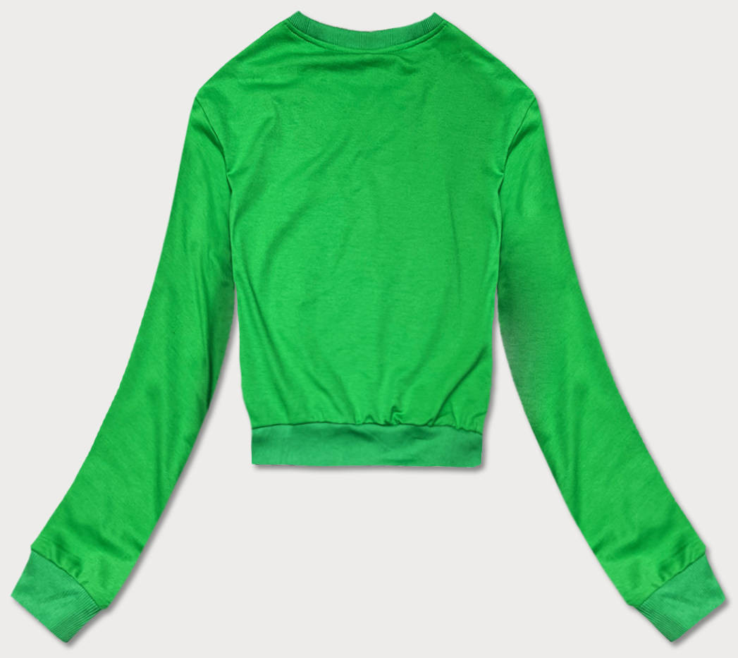 Tenká krátká zelená dámská tepláková mikina (8B938-27) Barva: odcienie zieleni, Velikost: S (36)