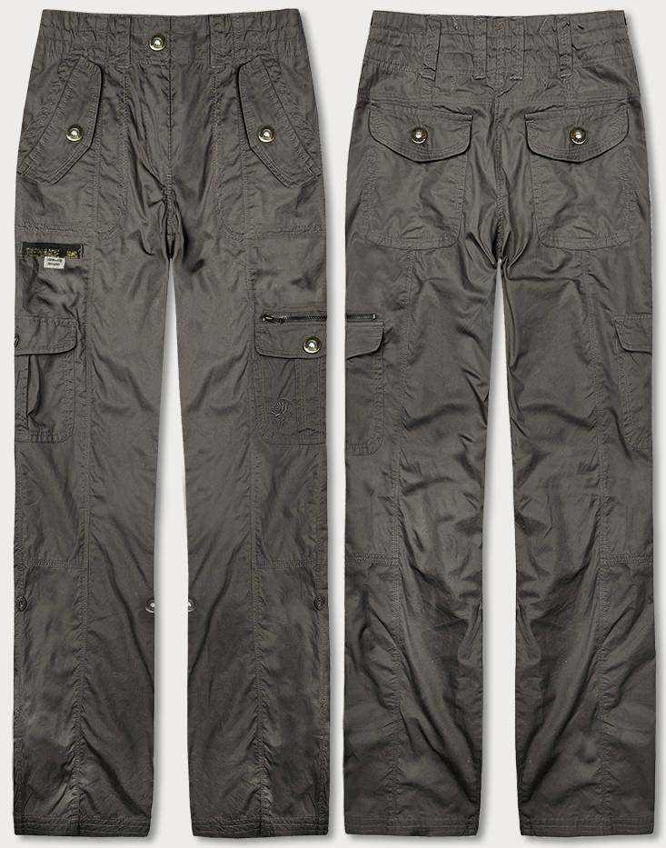 Hnědé dámské kalhoty typu "cargo" (W369) odcienie brązu L (40)
