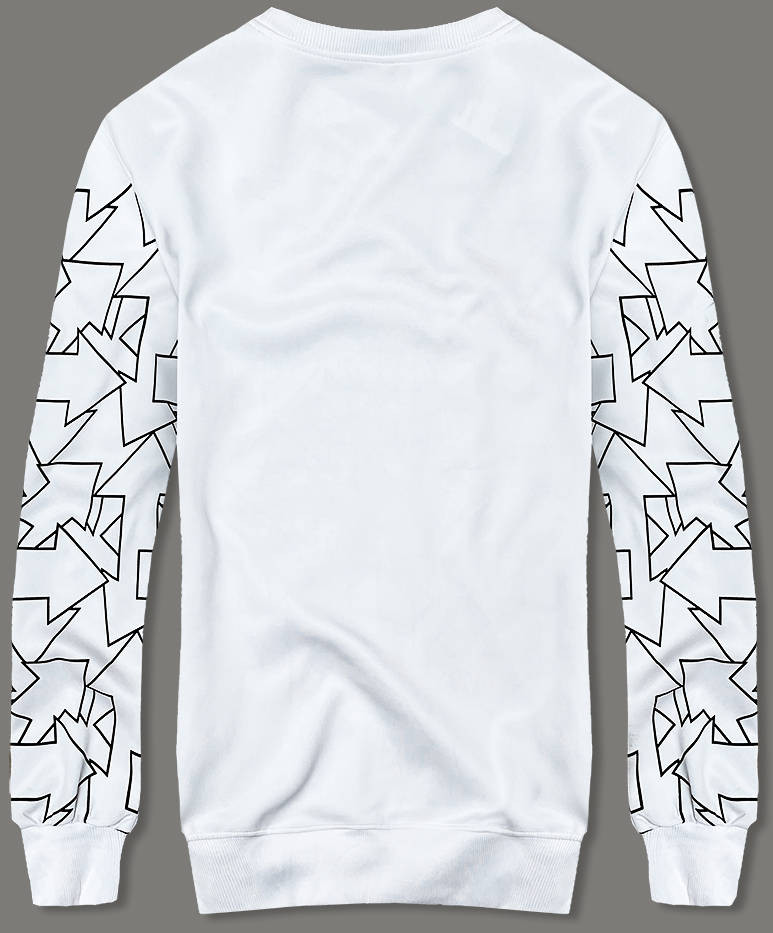 Bílá pánská mikina s geometrickým vzorem (8B1111-1) Barva: odcienie bieli, Velikost: XL