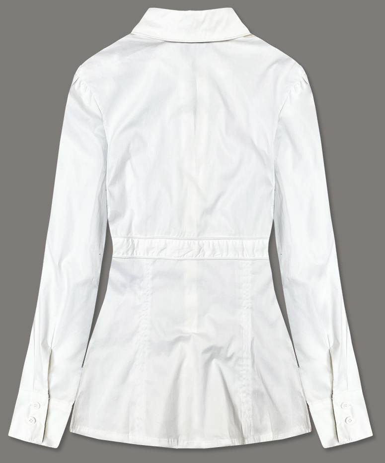 Bílá dámská košile se slzičkou pro zapínání ve výstřihu (8020) Barva: odcienie bieli, Velikost: S (36)