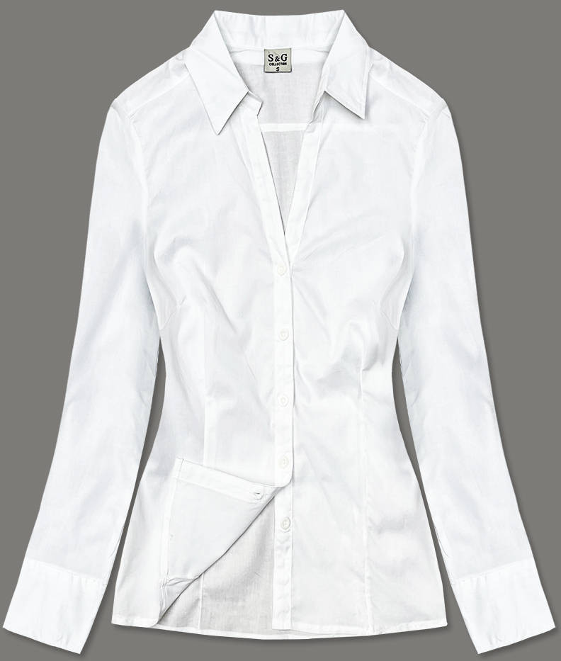 Klasická bílá dámská bavlněná košile (0818-3#) Barva: odcienie bieli, Velikost: S (36)