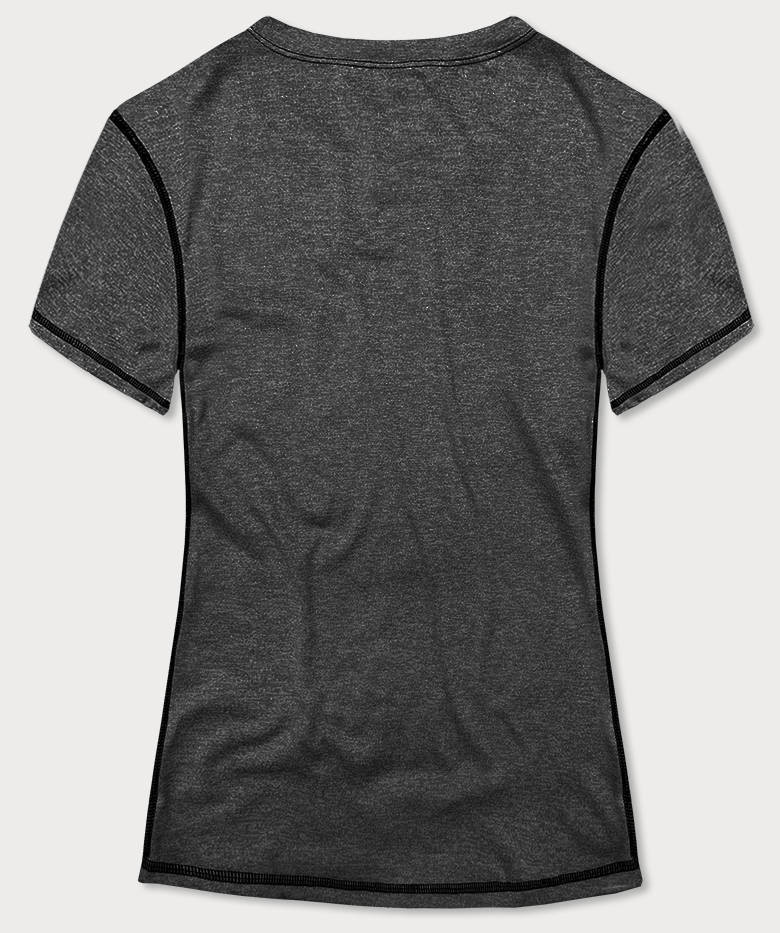 Dámské sportovní tričko T-shirt v grafitové barvě s ozdobným prošitím (A-2166) Barva: odcienie szarości, Velikost: XL (42)