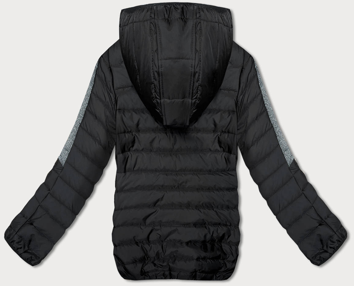 Černo-grafitová prošívaná dámská bunda s kapucí (8M912-392) odcienie czerni M (38)