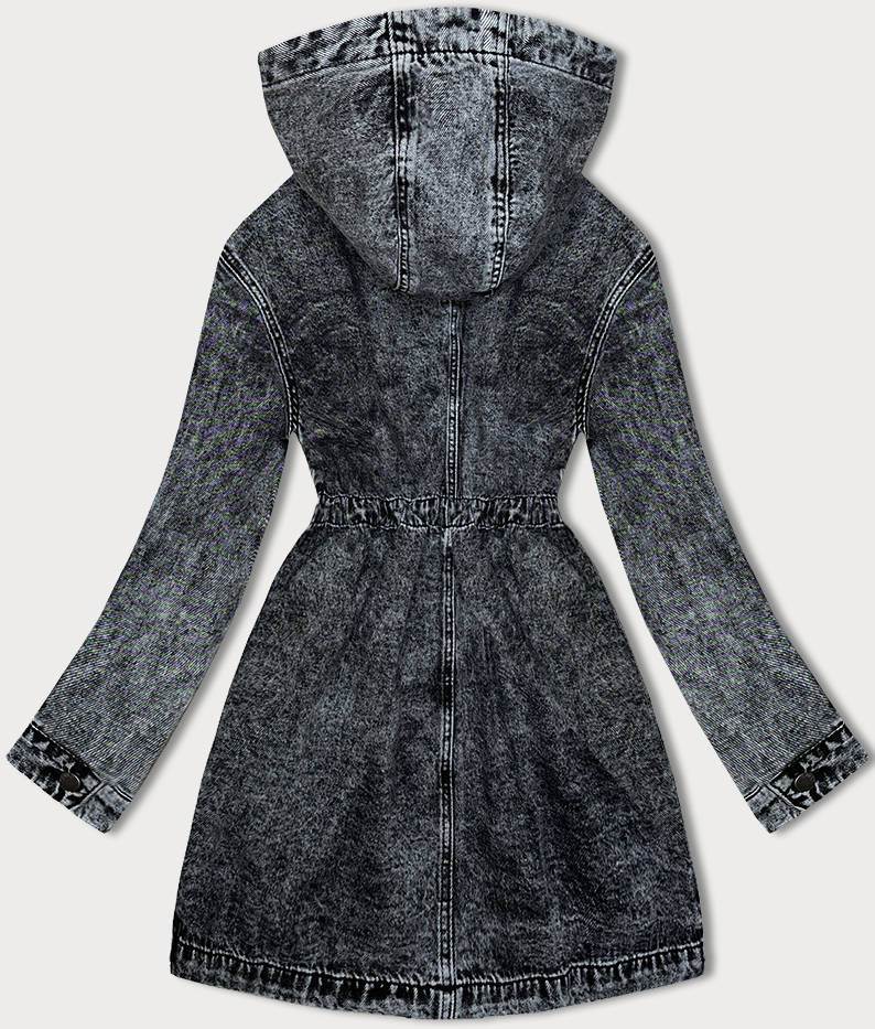 Volná černá džínová dámská denimová bunda (POP7065-K) odcienie czerni L (40)