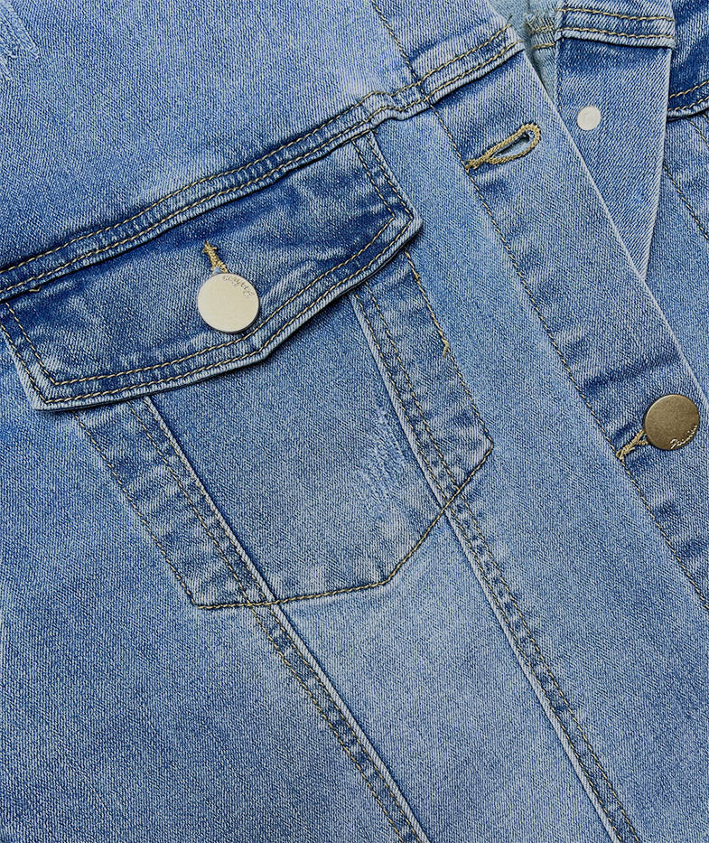 Světle modrá dlouhá džínová bunda (GD8750-LK) odcienie niebieskiego 46