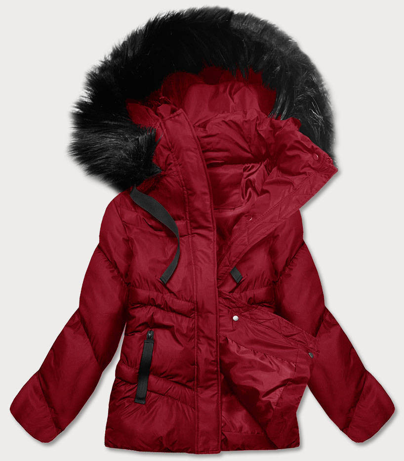 Červená dámská zimní bunda s kapucí (5M738-270) odcienie czerwieni L (40)