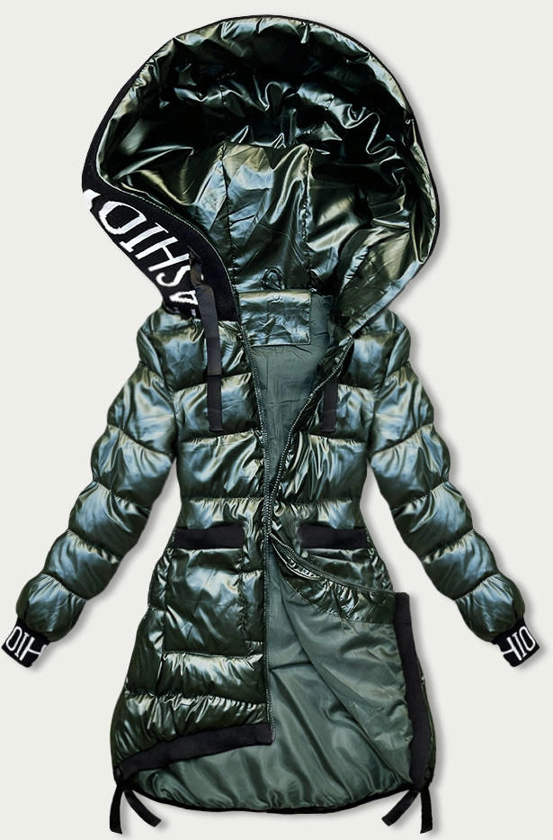 Tmavozelená dámska zimná bunda so sťahovacím lemom (5M3188-238) odstíny zelené XL (42)