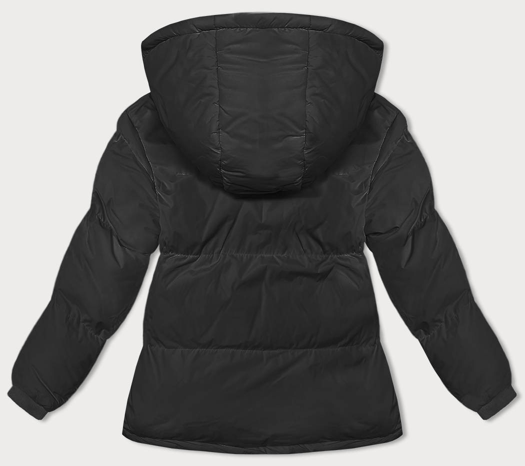 Černá dámská zimní bunda s kapucí (5M3169-392) odcienie czerni L (40)