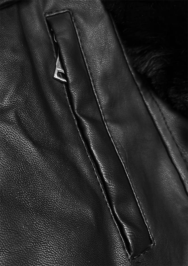 Zateplená černá bunda ramoneska s kapucí (11Z8059) odcienie czerni L (40)
