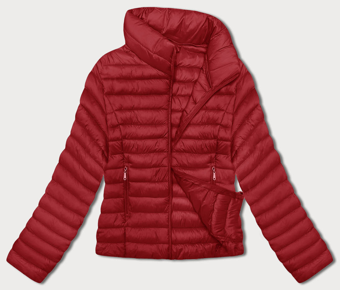 Červená prošívaná dámská bunda se stojáčkem (16M9111-270) odcienie czerwieni S (36)