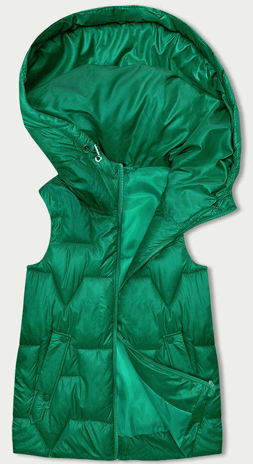 Zelená dámská vesta s kapucí (B8171-82) odcienie zieleni M (38)