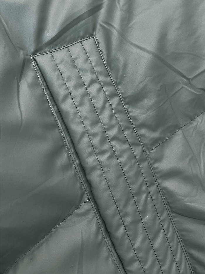 Dámská vesta v khaki barvě s kapucí (B8212-11) odcienie zieleni M (38)
