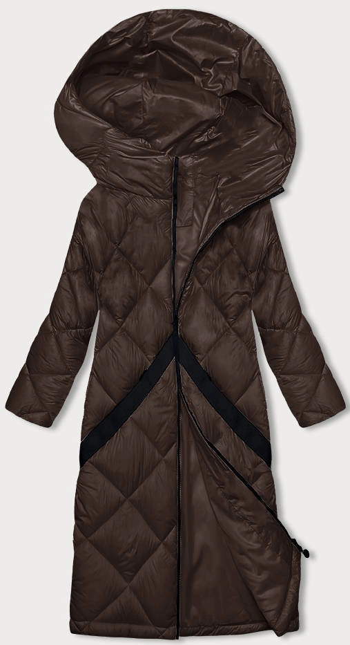 Hnedá dámska prešívaná zimná bunda (H-896-23) odstíny hnědé XL (42)