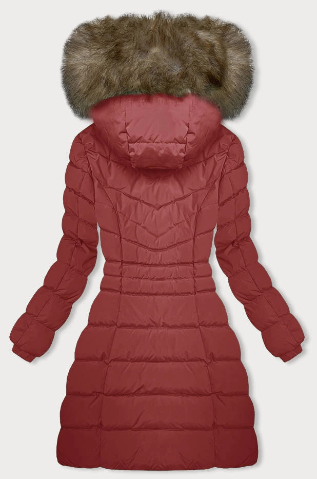 Tmavo červená dámska zimná páperová bunda (LHD-23032) odstíny červené M (38)
