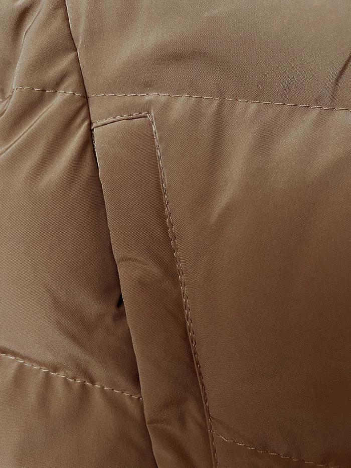 Zimowa kurtka z kapturem brązowa (2M-023) odstíny hnědé XL (42)